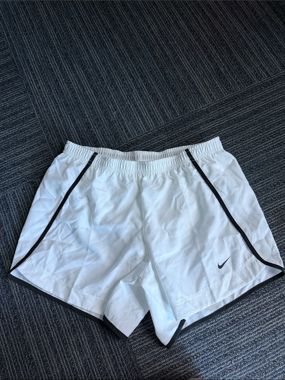 Nike White Youth Athletic Shorts with Black Piping